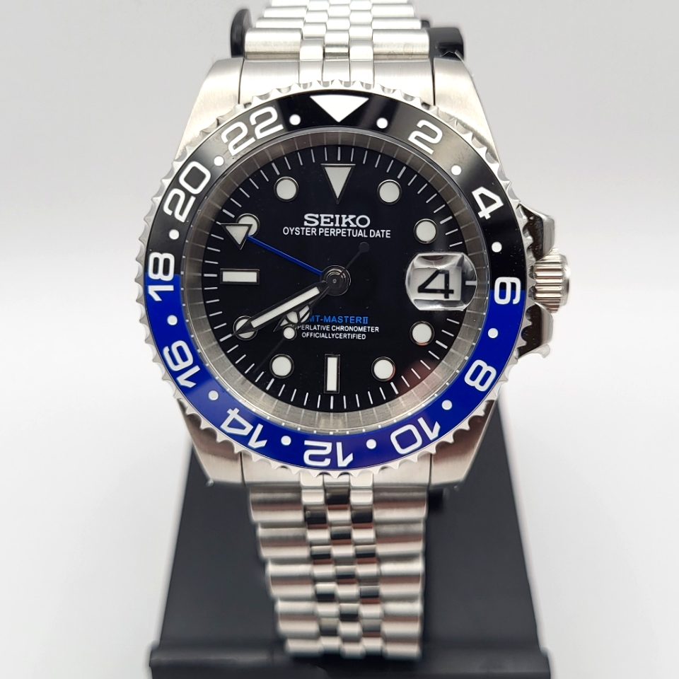 New Custom 40mm Seikomod Automatic Gmt Watch